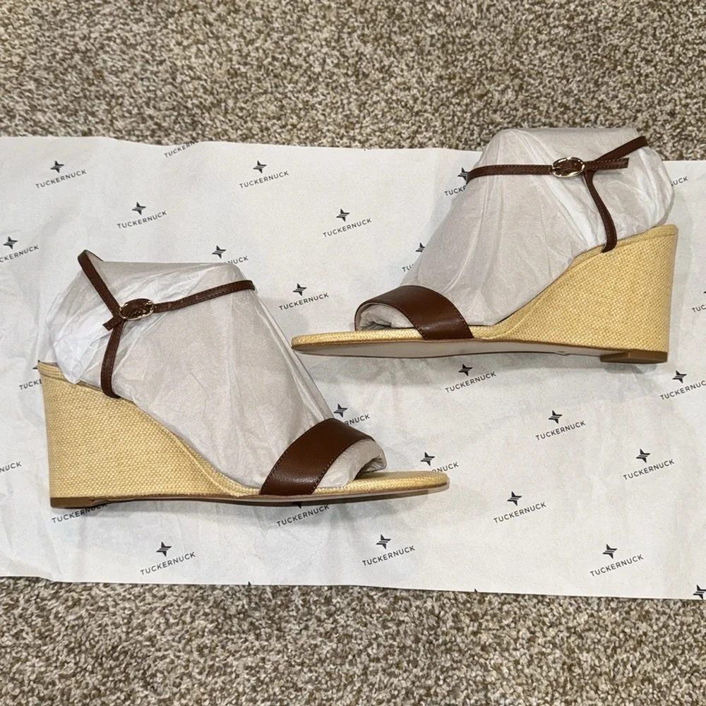 Brown Leather Delphine Wedges